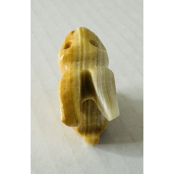 Vintage Natural Stone Yellow Jasper Carved Bunny Rabbit Sitting Up 1 1/2” - Picture 4 of 14